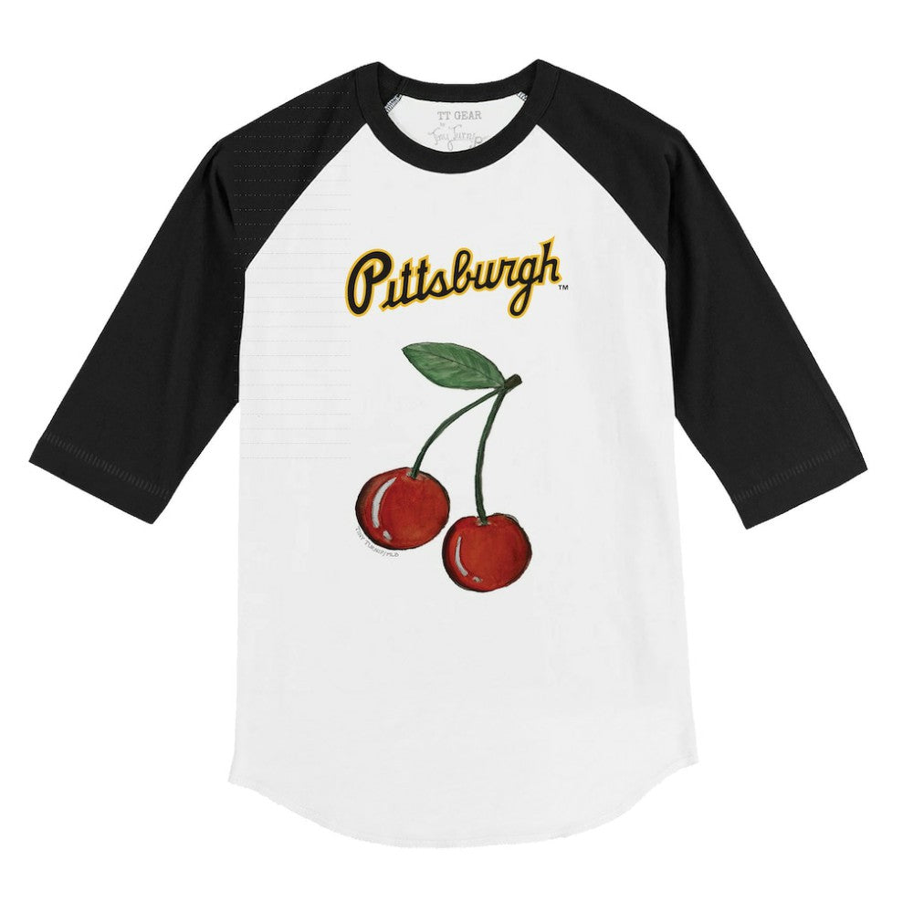 Pittsburgh Pirates Tiny Turnip Youth Cherries 3/4-Sleeve Raglan Baseball T-Shirt - White - MLB Lifestyle