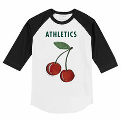 Athletics Tiny Turnip Youth Cherries 3/4-Sleeve Raglan Baseball T-Shirt - White - MLB Lifestyle