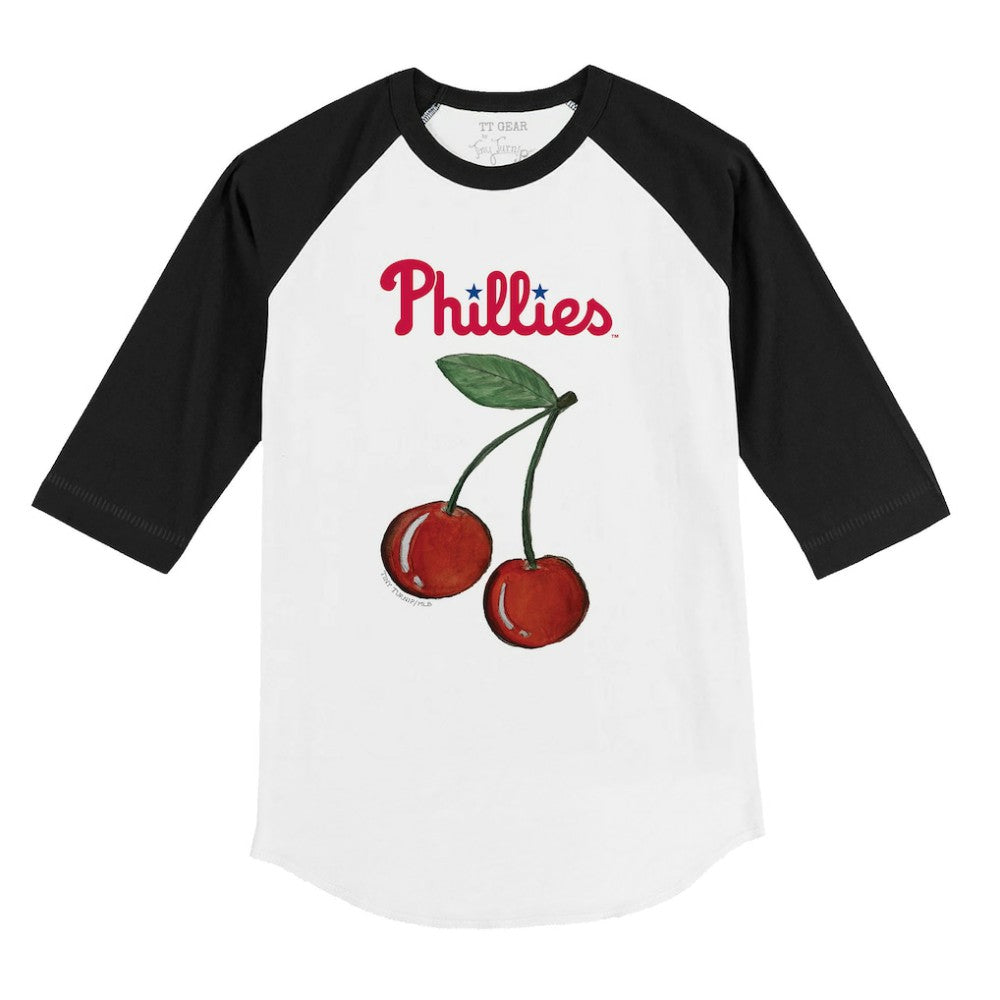 Philadelphia Phillies Tiny Turnip Youth Cherries 3/4-Sleeve Raglan Baseball T-Shirt - White - MLB Discount