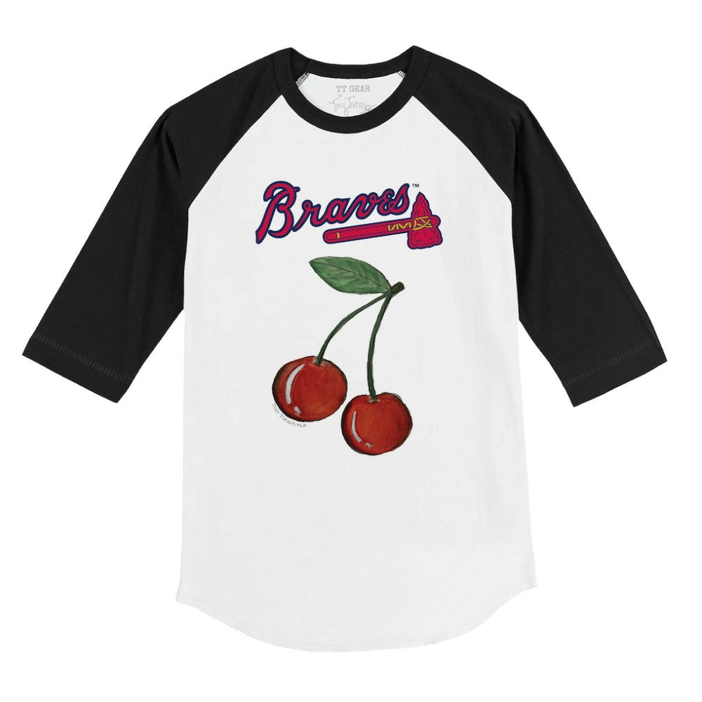 Atlanta Braves Tiny Turnip Youth Cherries 3/4-Sleeve Raglan Baseball T-Shirt - White - MLB on Sale