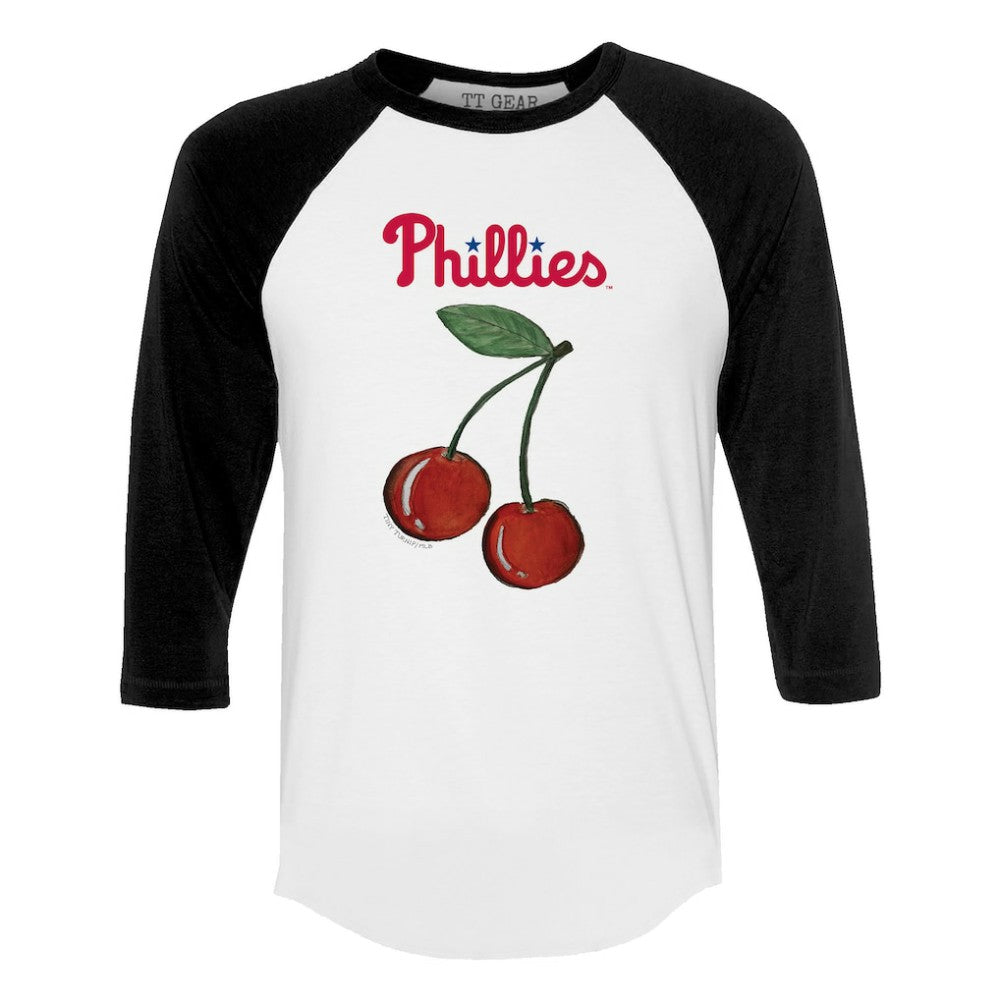 Philadelphia Phillies Tiny Turnip Women's Cherries 3/4-Sleeve Raglan Baseball T-Shirt - White - MLB Sale