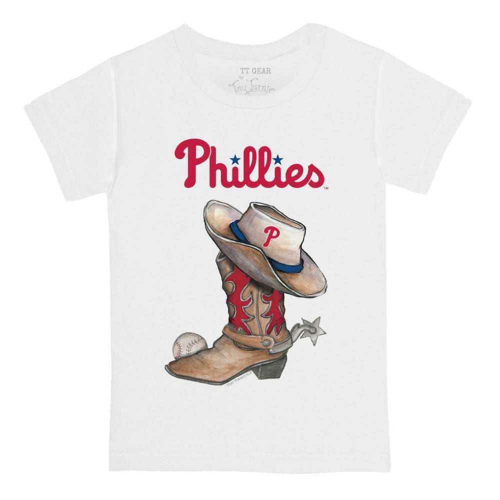 Philadelphia Phillies Tiny Turnip Youth Cowboy Boot T-Shirt - White - MLB Sale