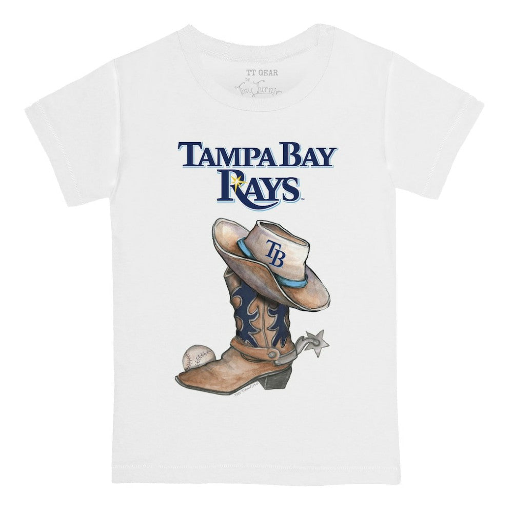 Tampa Bay Rays Tiny Turnip Youth Cowboy Boot T-Shirt - White - MLB Sale