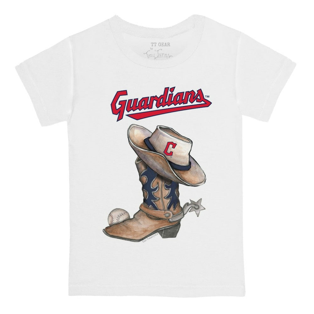 Cleveland Guardians Tiny Turnip Youth Cowboy Boot T-Shirt - White - MLB Lifestyle