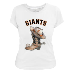 San Francisco Giants Tiny Turnip Women's Cowboy Boot T-Shirt - White - MLB Sale