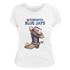 Toronto Blue Jays Tiny Turnip Women's Cowboy Boot T-Shirt - White - MLB Discount