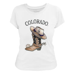 Colorado Rockies Tiny Turnip Women's Cowboy Boot T-Shirt - White - MLB on Sale