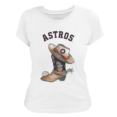 Houston Astros Tiny Turnip Women's Cowboy Boot T-Shirt - White - MLB on Sale