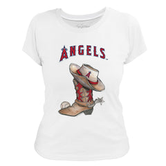 Los Angeles Angels Tiny Turnip Women's Cowboy Boot T-Shirt - White - MLB Discount