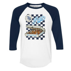 Tampa Bay Rays Tiny Turnip Women's Pizza 3/4-Sleeve Raglan Baseball T-Shirt - White/Navy - MLB Online