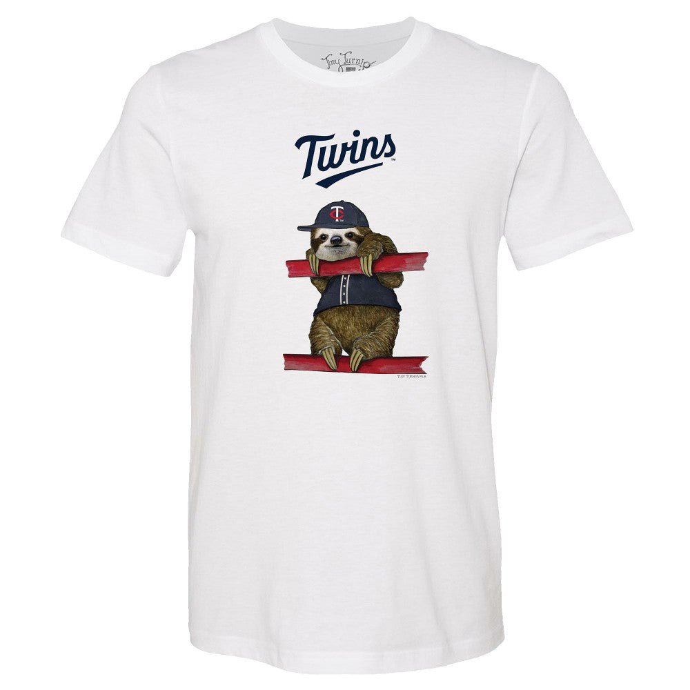 Minnesota Twins Tiny Turnip Unisex Sloth T-Shirt - White - MLB on Sale