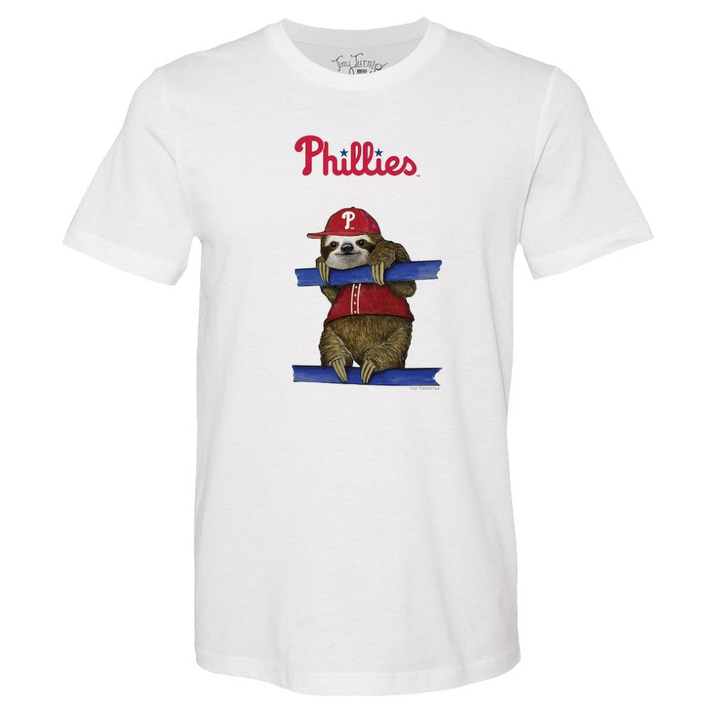 Philadelphia Phillies Tiny Turnip Unisex Sloth T-Shirt - White - MLB Sale