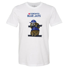 Toronto Blue Jays Tiny Turnip Unisex Sloth T-Shirt - White - MLB Discount