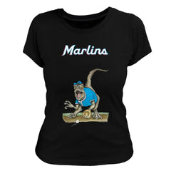Miami Marlins Tiny Turnip Women's Velociraptor T-Shirt - Black - MLB Lifestyle