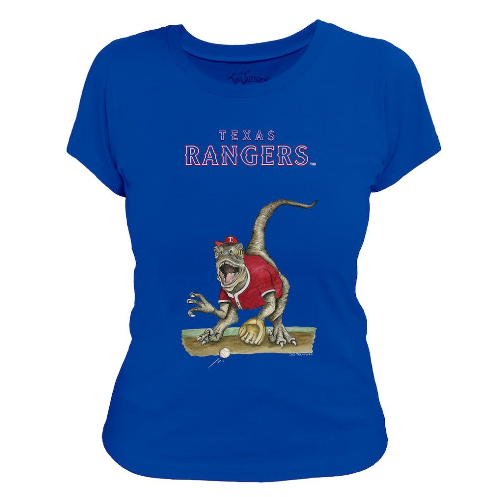 Texas Rangers Tiny Turnip Women's Velociraptor T-Shirt - Royal - MLB Lifestyle