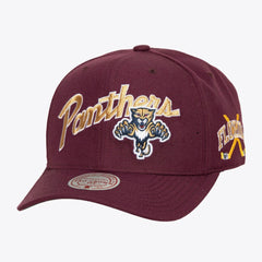 Florida Panthers Mitchell & Ness x Just Don Wave Script Pro Strapback Hat - Maroon - NHL 203159325
