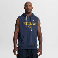 Milwaukee Brewers Nike Authentic Collection Standard Issue Dri-FIT Sleeveless Hoodie - Navy - Nike Lifestyle