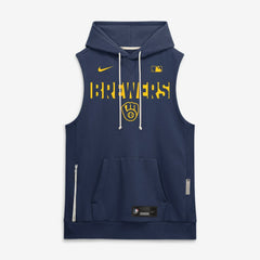 Milwaukee Brewers Nike Authentic Collection Standard Issue Dri-FIT Sleeveless Hoodie - Navy - Nike Lifestyle