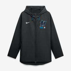 Miami Marlins Nike Authentic Collection Raglan Therma-FIT Full-Zip Hooded Jacket - Black - Nike Discount