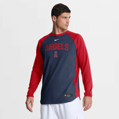 Los Angeles Angels Nike Authentic Collection Raglan Dri-FIT Sweatshirt - Navy - Nike Lifestyle