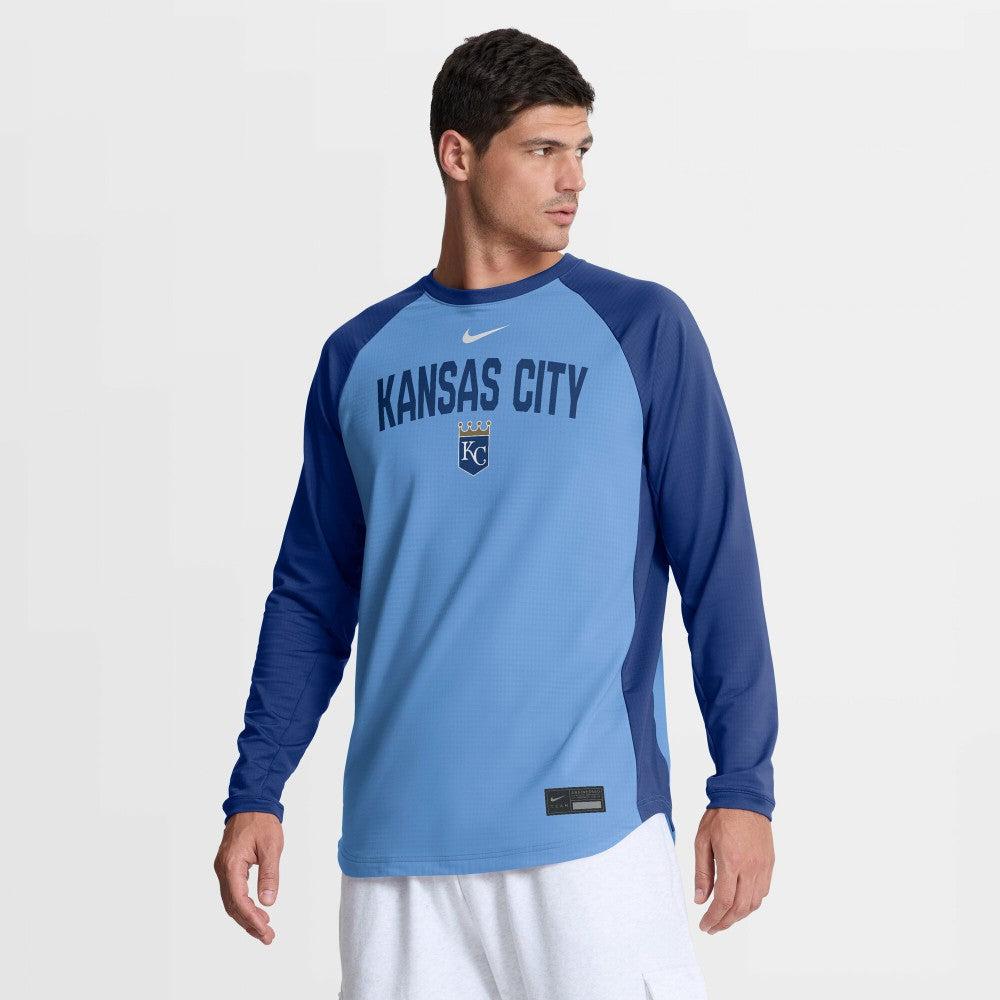 Kansas City Royals Nike Authentic Collection Raglan Dri-FIT Sweatshirt - Light Blue - Nike Sale