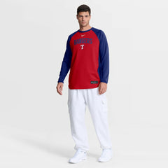 Texas Rangers Nike Authentic Collection Raglan Dri-FIT Sweatshirt - Red - Nike on Sale