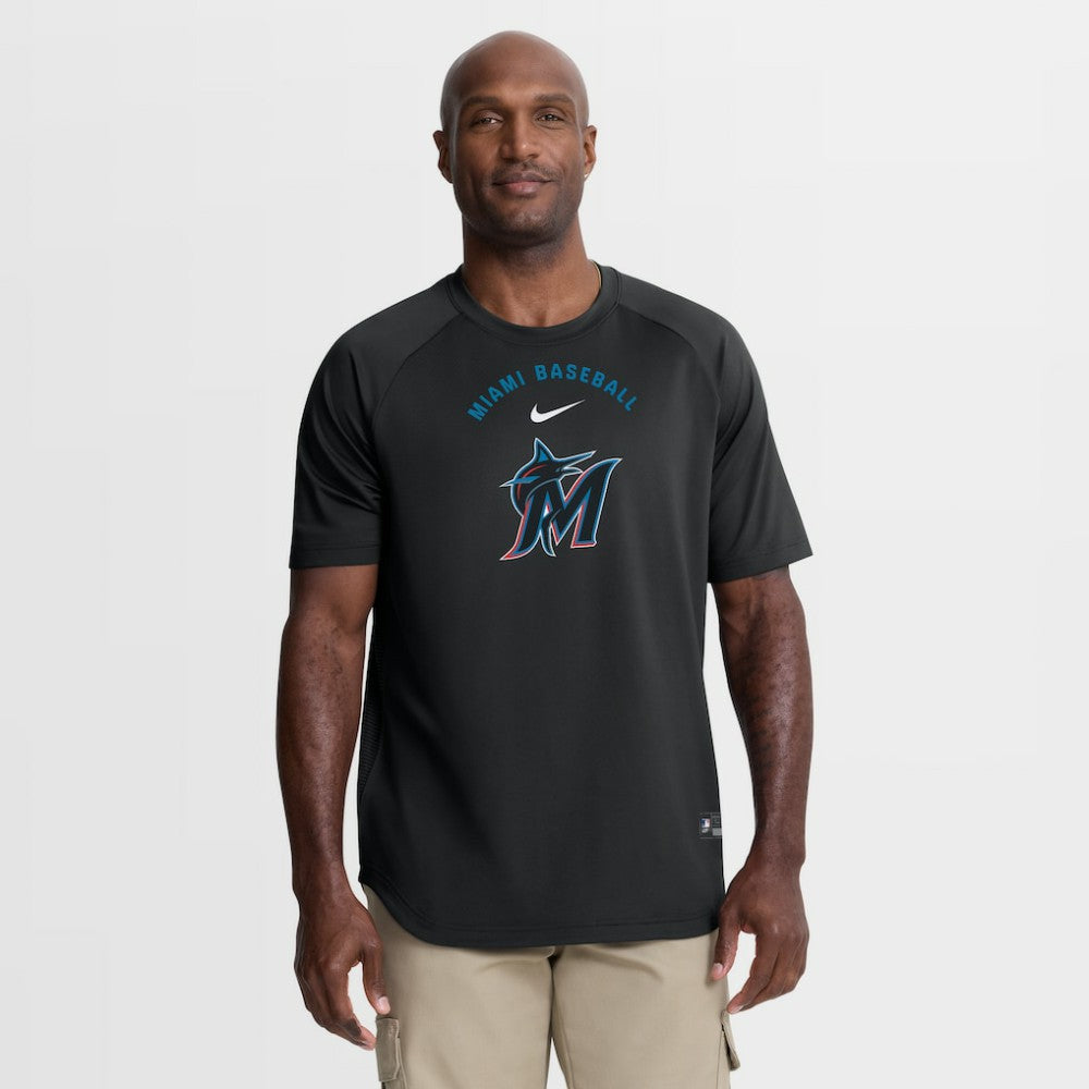 Miami Marlins Nike Authentic Collection Batting Practice Pre-Game Raglan Dri-FIT Top - Black - Nike Discount