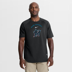 Miami Marlins Nike Authentic Collection Batting Practice Pre-Game Raglan Dri-FIT Top - Black - Nike Discount