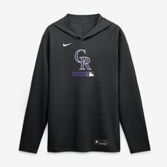 Colorado Rockies Nike Authentic Collection Dri-FIT Long Sleeve Hooded T-Shirt - Black - Nike on Sale