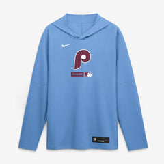 Philadelphia Phillies Nike Authentic Collection Dri-FIT Long Sleeve Hooded T-Shirt - Light Blue - Nike Discount