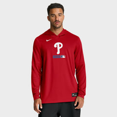 Philadelphia Phillies Nike Authentic Collection Dri-FIT Long Sleeve Hooded T-Shirt - Red - Nike Lifestyle
