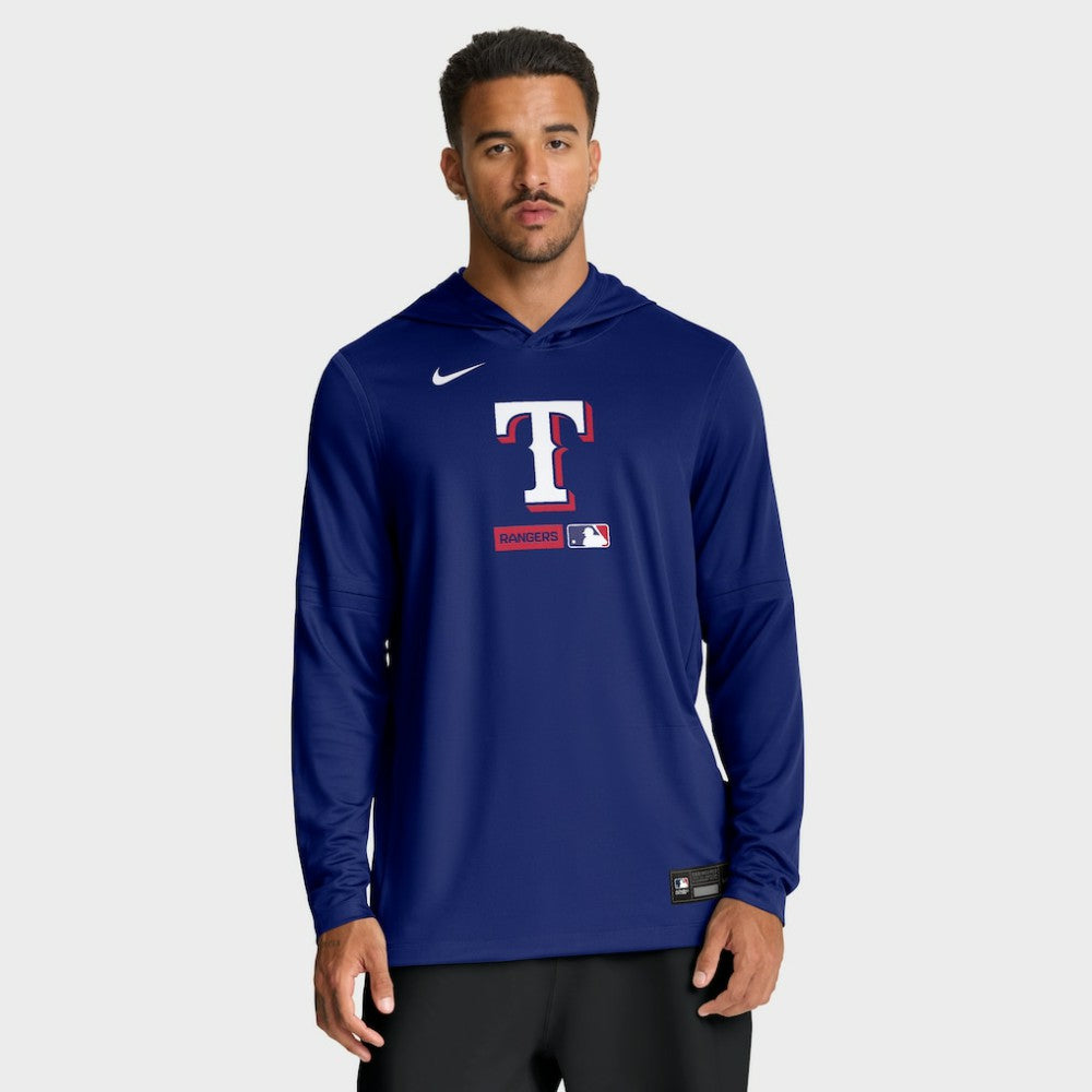 Texas Rangers Nike Authentic Collection Dri-FIT Long Sleeve Hooded T-Shirt - Royal - Nike on Sale