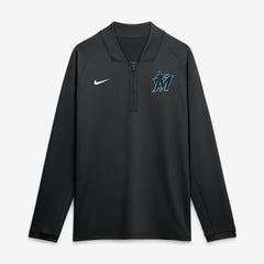 Miami Marlins Nike Authentic Collection Dri-FIT Raglan Half-Zip Pullover - Black - Nike Sale