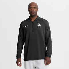 Los Angeles Dodgers Nike Authentic Collection Dri-FIT Raglan Half-Zip Pullover - Black - Nike on Sale