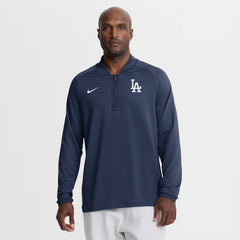 Los Angeles Dodgers Nike Authentic Collection Dri-FIT Raglan Half-Zip Pullover - Navy - Nike Sale
