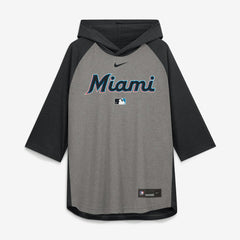 Miami Marlins Nike Authentic Collection Flux Dri-FIT Raglan 3/4-Sleeve Hooded T-Shirt - Gray - Nike Online