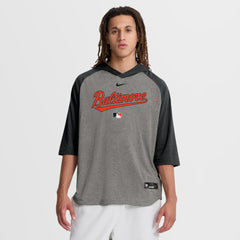 Baltimore Orioles Nike Authentic Collection Flux Dri-FIT Raglan 3/4-Sleeve Hooded T-Shirt - Gray - Nike on Sale