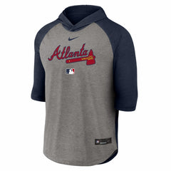 Atlanta Braves Nike Authentic Collection Flux Dri-FIT Raglan 3/4-Sleeve Hooded T-Shirt - Gray - Nike Sale