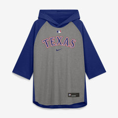 Texas Rangers Nike Authentic Collection Flux Dri-FIT Raglan 3/4-Sleeve Hooded T-Shirt - Gray - Nike Online