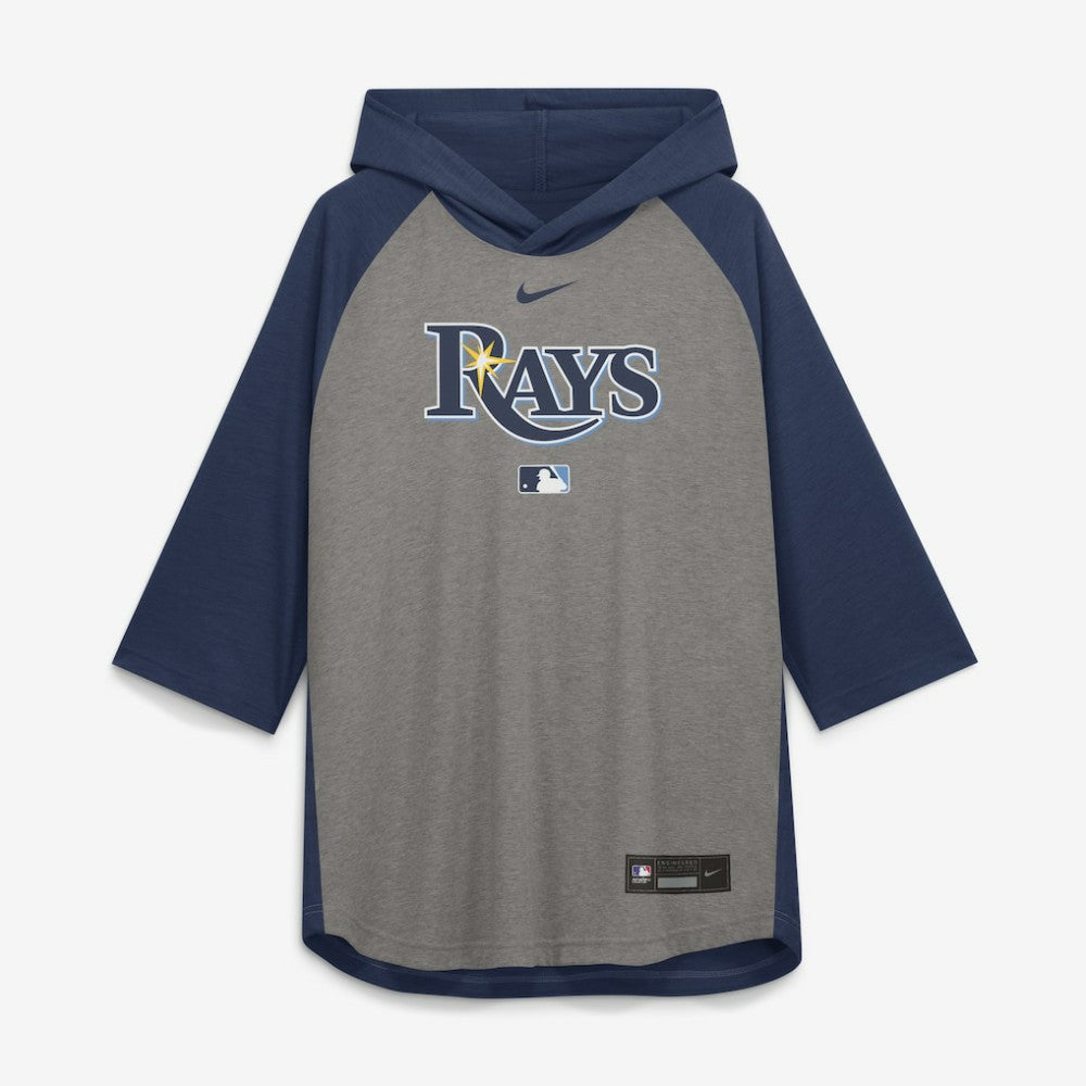 Tampa Bay Rays Nike Authentic Collection Flux Dri-FIT Raglan 3/4-Sleeve Hooded T-Shirt - Gray - Nike Sale