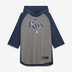 Tampa Bay Rays Nike Authentic Collection Flux Dri-FIT Raglan 3/4-Sleeve Hooded T-Shirt - Gray - Nike Sale