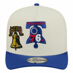 Philadelphia 76ers Illustrated Mascot 2-Toned Pre-Curved A-Frame 9FIFTY Adjustable Hat Cream | New Era discount
