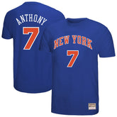 Carmelo Anthony New York Knicks Hardwood Classics Retro Name & Number T-Shirt Royal | Mitchell & Ness