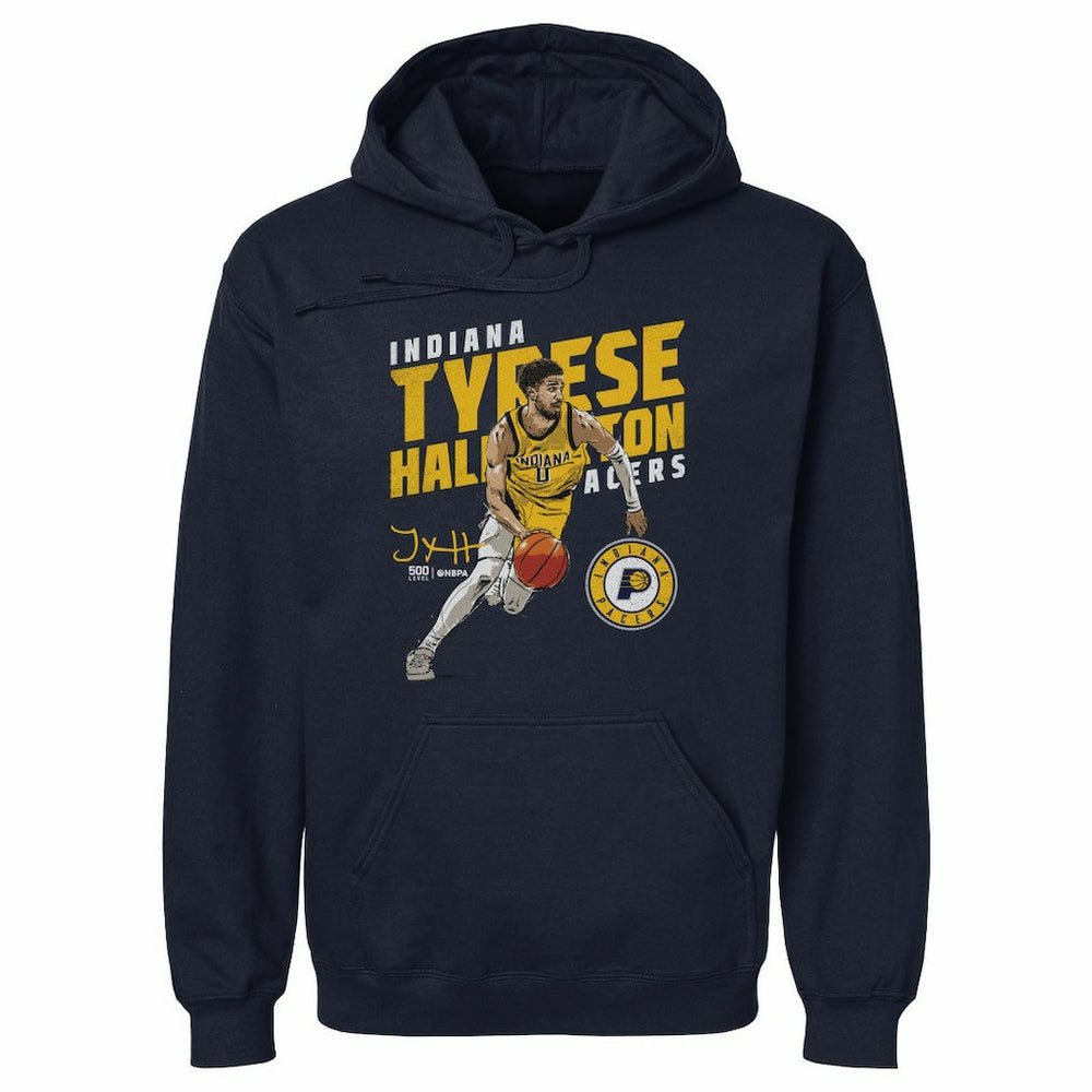 Tyrese Haliburton Indiana Pacers 500 Level Slant Pullover Hoodie Navy