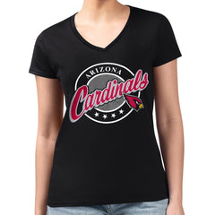Arizona Cardinals G-III 4Her by Carl Banks Women's Super-Slim Fit Lightweight Pinstripe Circle V-Neck T-Shirt Black