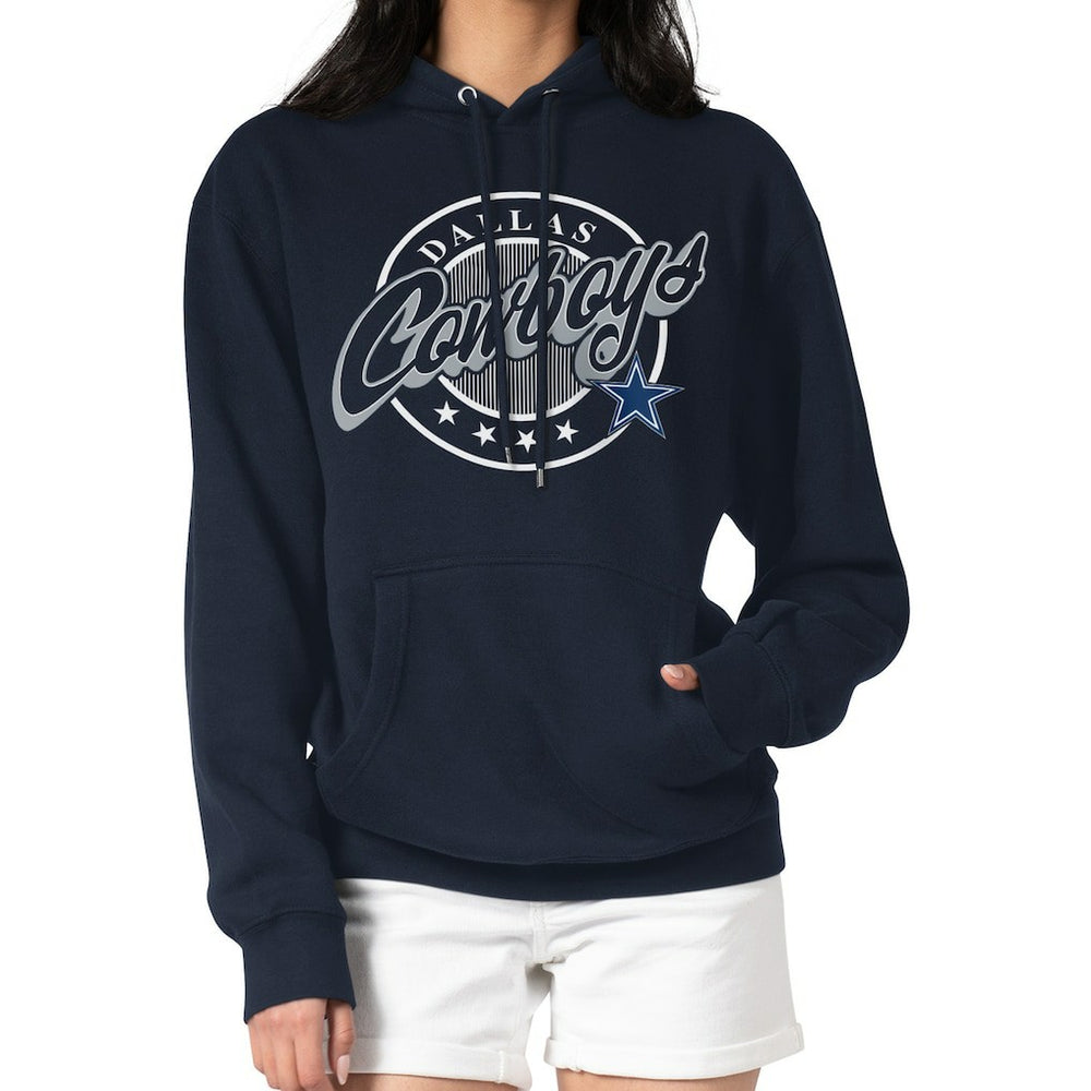 Dallas Cowboys G-III 4Her by Carl Banks Women's Pinstripe Circle Fleece Pullover Hoodie Navy