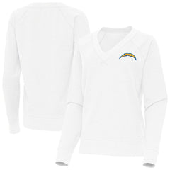 Los Angeles Chargers Antigua Women's Varsity Tri-Blend V-Neck Long Sleeve T-Shirt White