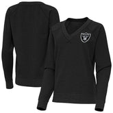 Las Vegas Raiders Antigua Women's Varsity Tri-Blend V-Neck Long Sleeve T-Shirt Heather Black