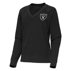 Las Vegas Raiders Antigua Women's Varsity Tri-Blend V-Neck Long Sleeve T-Shirt Heather Black