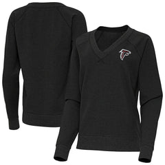 Atlanta Falcons Antigua Women's Varsity Tri-Blend V-Neck Long Sleeve T-Shirt Heather Black
